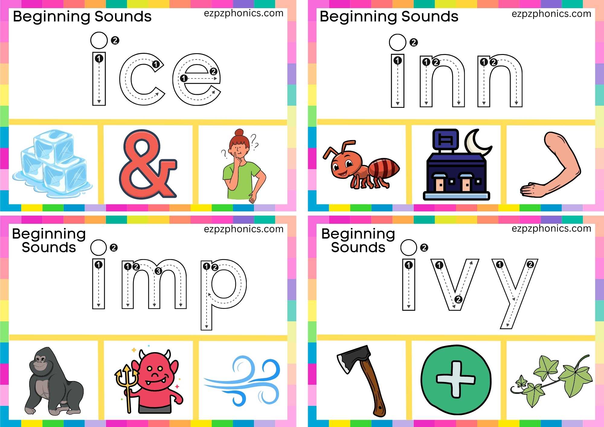 Letter I Trace The Word And Clip The Correct Image Group 1